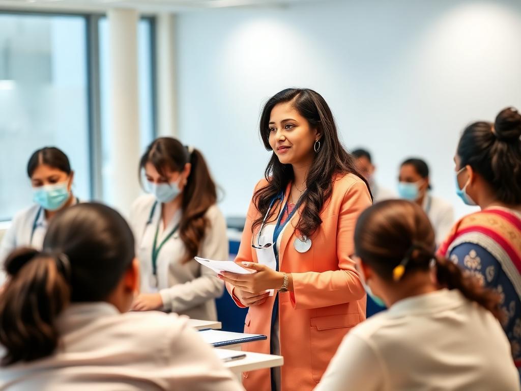 Faculty member teaching nursing students in classroom